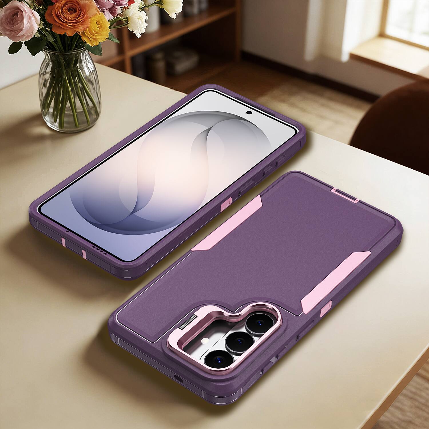 Alt View 4. Dteck - For Samsung Galaxy A17 5G/A16 5G/A26 Rugged Case, Heavy Duty Dual Layer Shockproof Lens Kickstand Drop Protection Cover - Purple.
