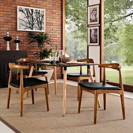 Front. Modway - Tracy Wood Dining Chairs Set of 4 by Modway - Black.