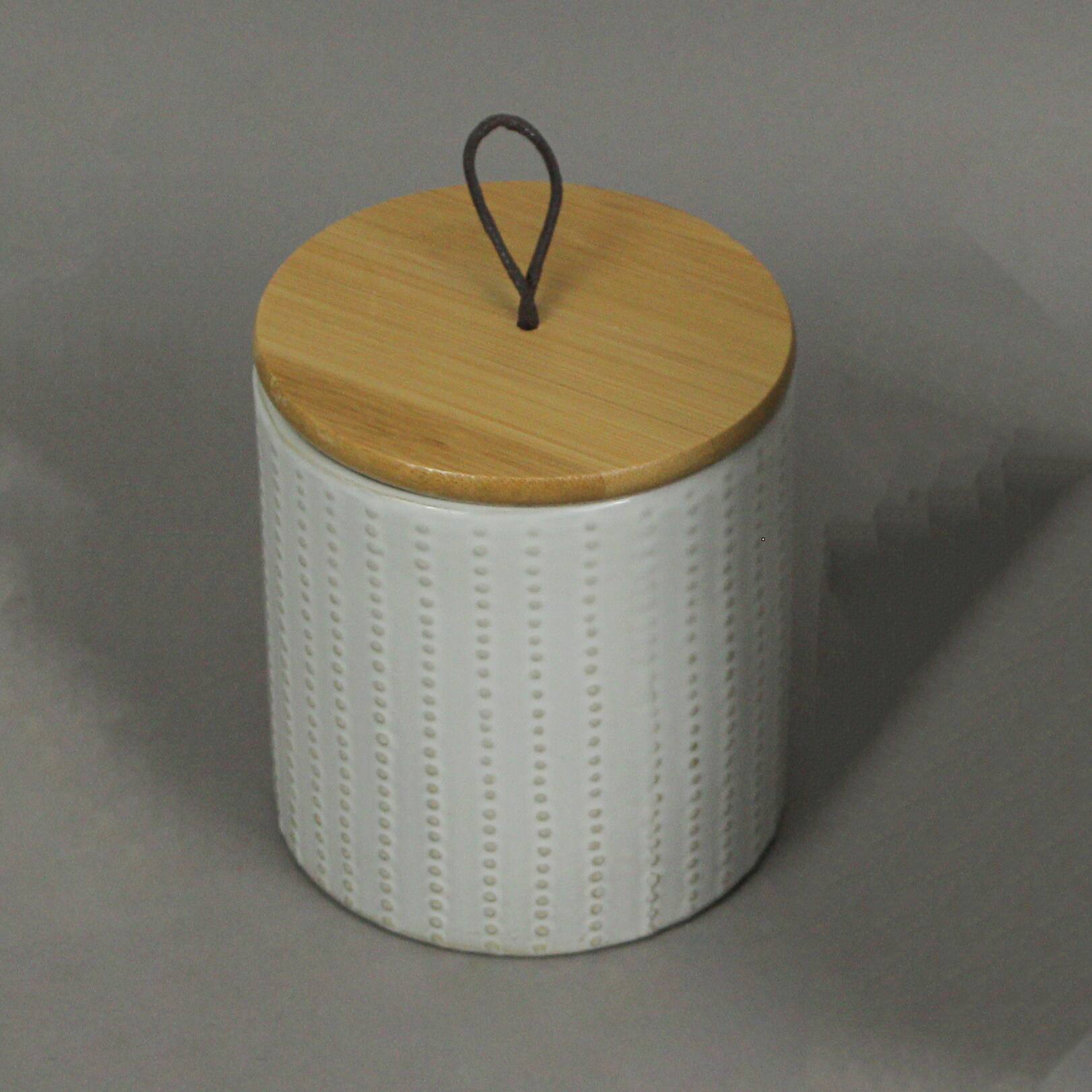 Alt View 1. PD Home & Garden - 5 In White Ceramic Jar With Wood Lid Decorative Kitchen Counter Canister Storage - White.