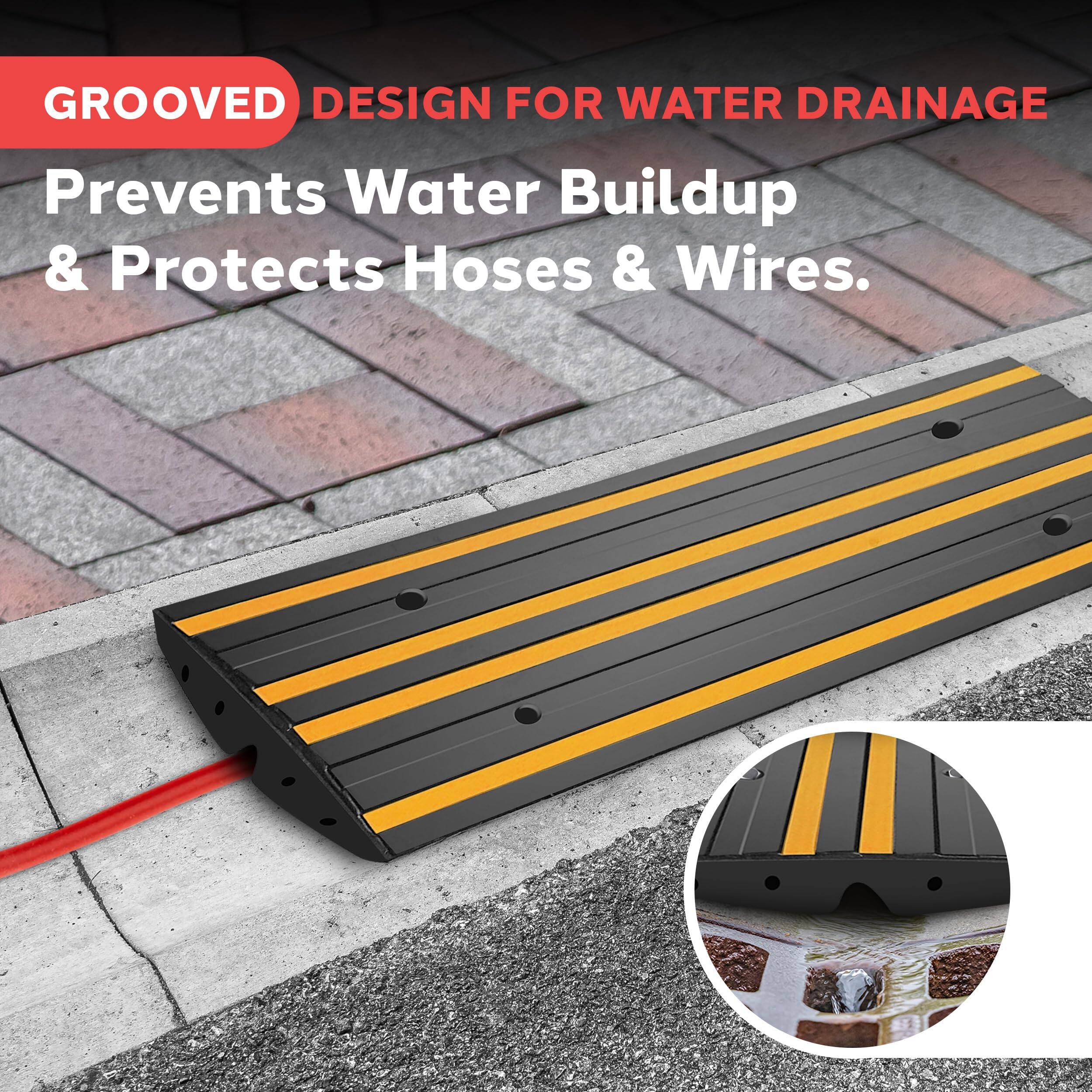 GROOVED DESIGN FOR WATER DRAINAGE  
Prevents Water Buildup & Protects Hoses & Wires.