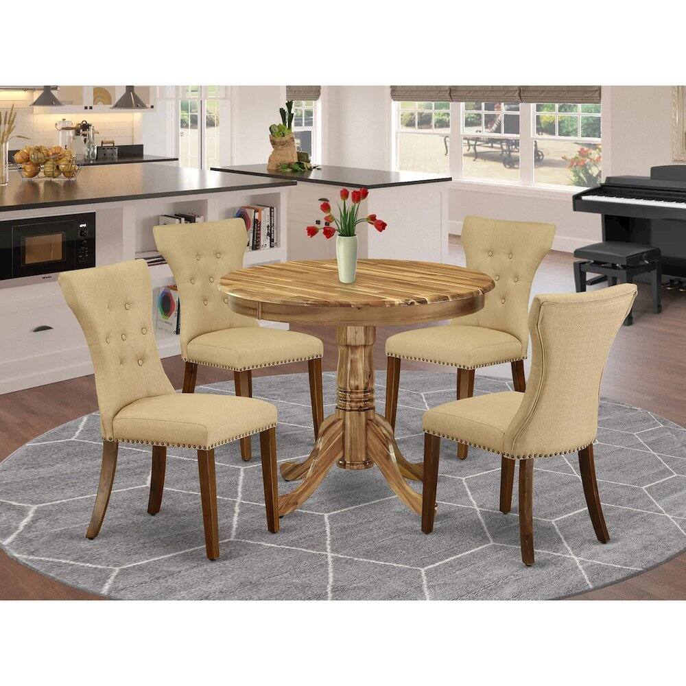 Alt View 6. East West Furniture - Dining Room Set Natural - Brown.