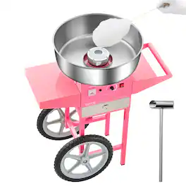 VEVOR - Electric Cotton Candy Machine with Cart, 1000W Commercial Candy Floss Maker with 20.5 in Stainless Steel Bowl - Pink