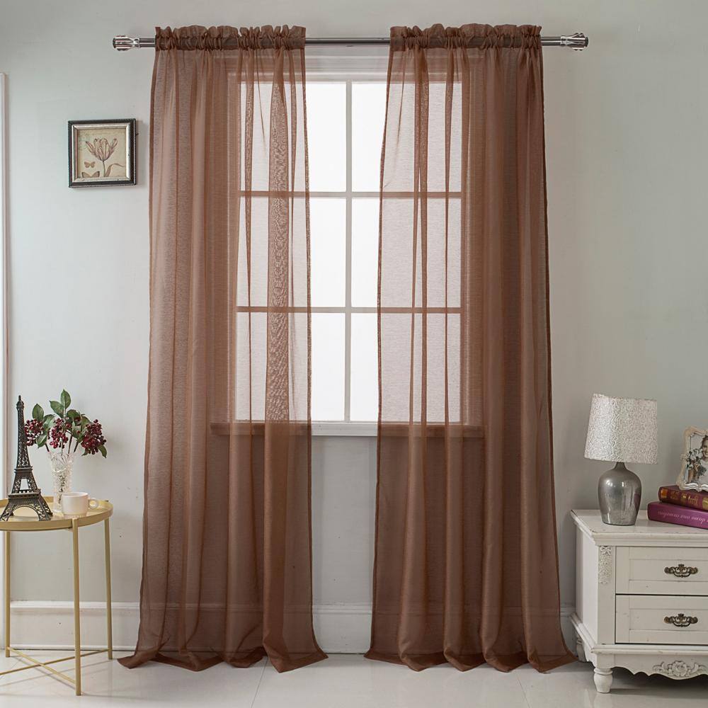 RT Designers Collection - RT Designers Celine Sheer Rod Pocket Curtain Panel - 55x90" - chocolate