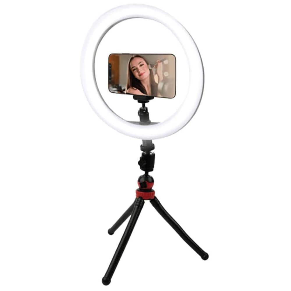 Vivitar - 10-Inch Streaming Essentials LED Ring Light with Spider Tripod and Phone Mount RL10KITN