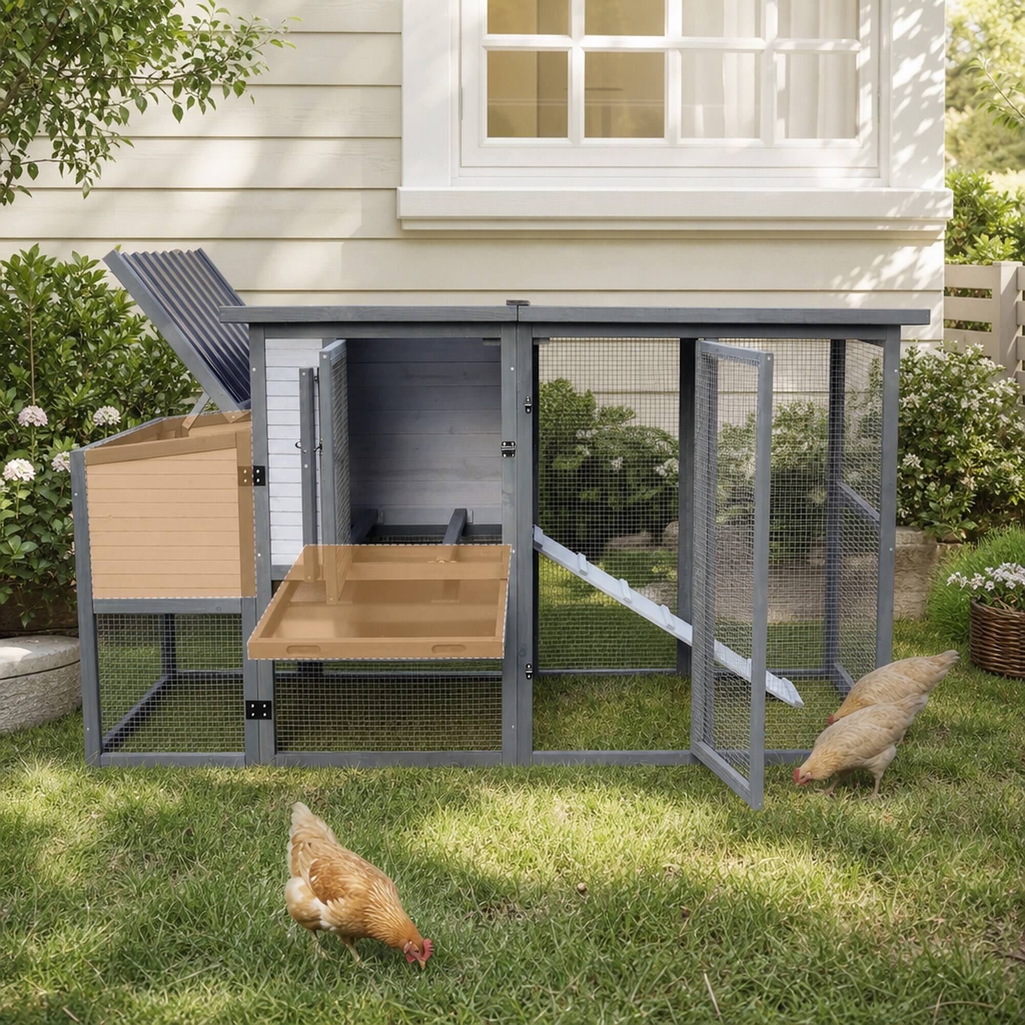RYHNUYNE 79 in Wooden Chicken Coop, Outdoor Hen House for 5 8 Birds ...