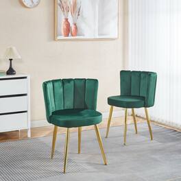 GOODSILO - Elegant Velvet Dining Chairs Set of 2 with Golden Iron Legs for Modern Living Spaces - Green