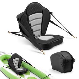 VEVOR - Kayak Seat, 1 Pack 2.6" Thick, Universal Paddle Board Seat with Back Support, Sit-on-Top Soft Padded Cushion - Black & Gray