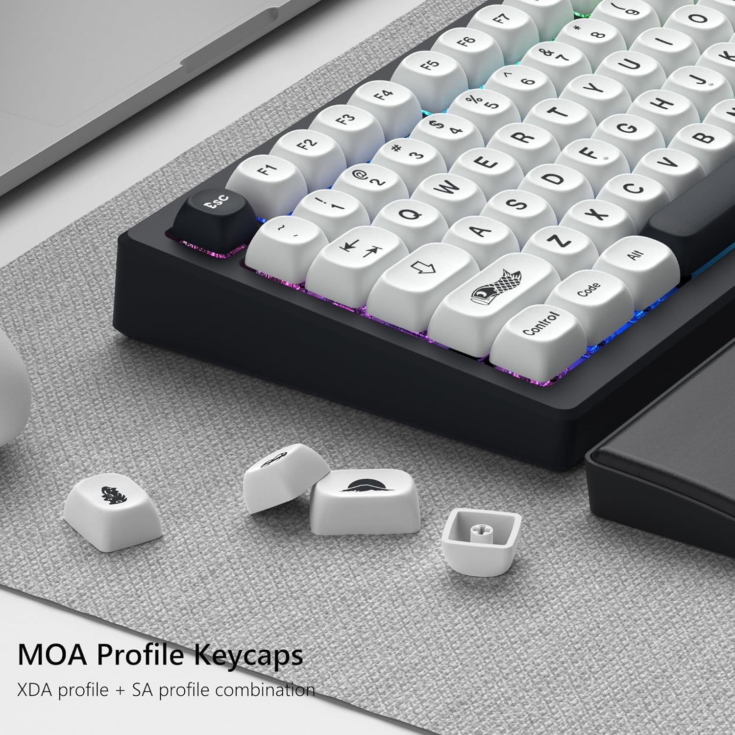 Esc 7  O - F6 8 I & 7  F5 < U 9  a F4 > % 5 H F3 T - $ d G F2 # R B 3 E F - F1 7 2 Z D C i S 1 Q X 2 A

Al Code Control MOA Profile Keycaps XDA profile + SA profile combination
