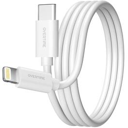 Overtime - 6ft Apple MFI Certified Lightning to USB-C Fast Charging Cable, Durable iPhone Charger Cord, White - White