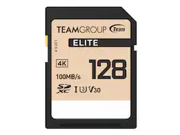 Team Group - 128GB Elite 4K SD Card UHS-I U3 V30 Read/Write Speed Up to 100/50MB/s (TESDXC128GIV3069)