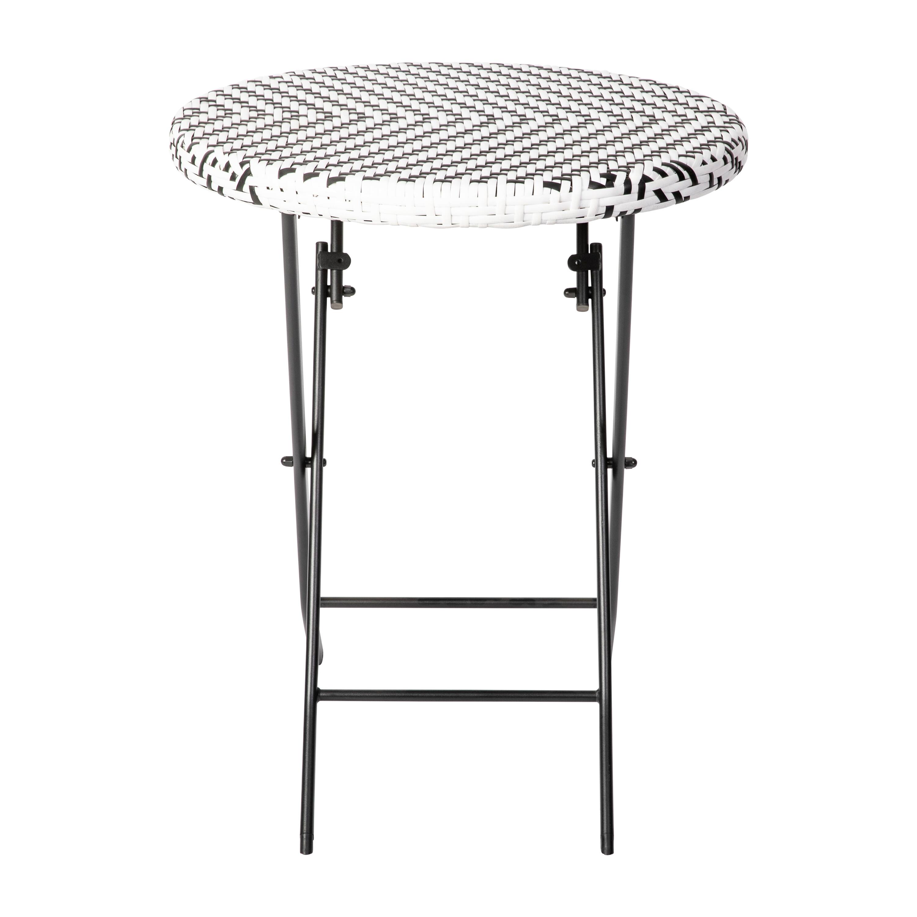Alt View 10. Emma + Oliver - Ciel Three Piece Folding Bistro Set in PE Rattan with Metal Frames for Indoor and Outdoor Use - Black & White.