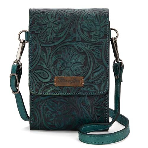 Front. DORLUKFU - Wrangler Small Leather Purse Side Cross Body Bags for Women Mini Phone Purse - Arizona Turquoise.