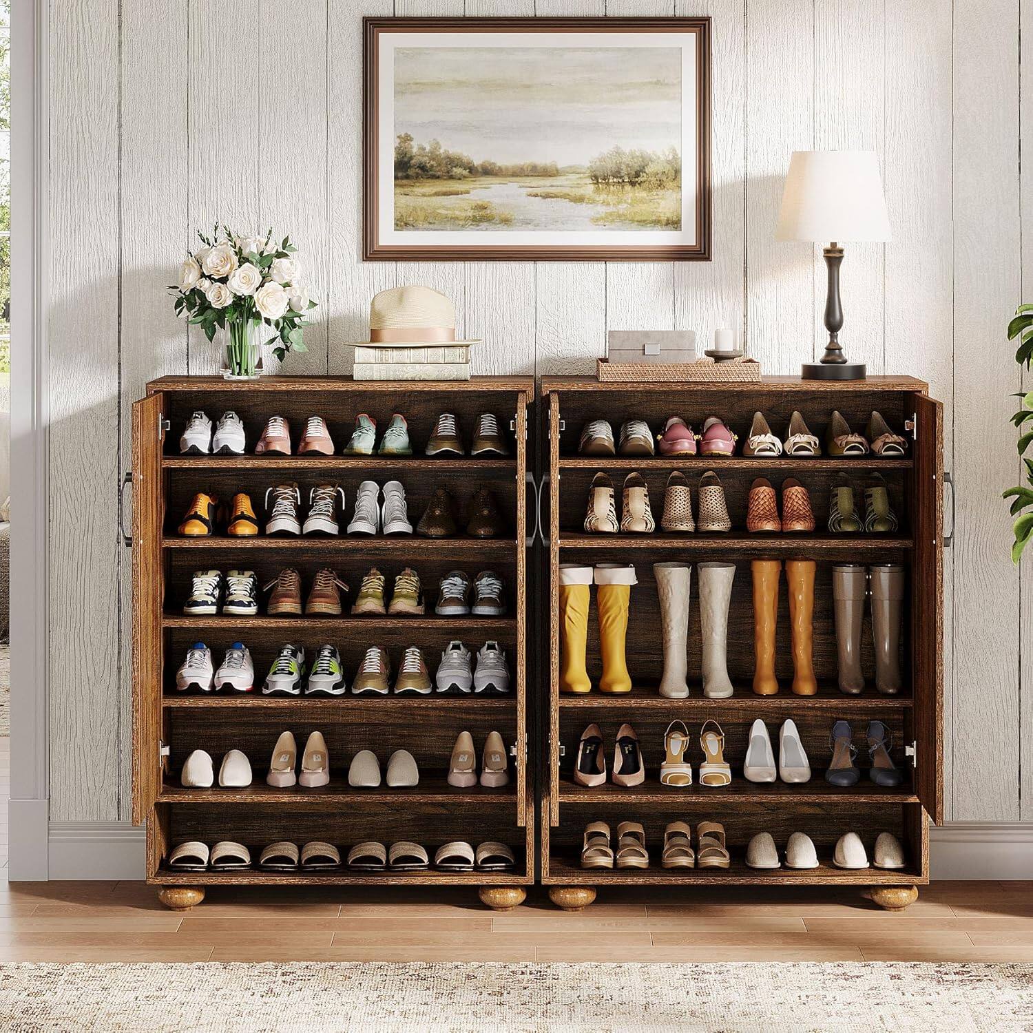 Alt View 2. Tribesigns - Office Storage Cabinet with Solid Wood Construction, for Everyday Organization in Workspaces and Office Reception Areas - Brown.