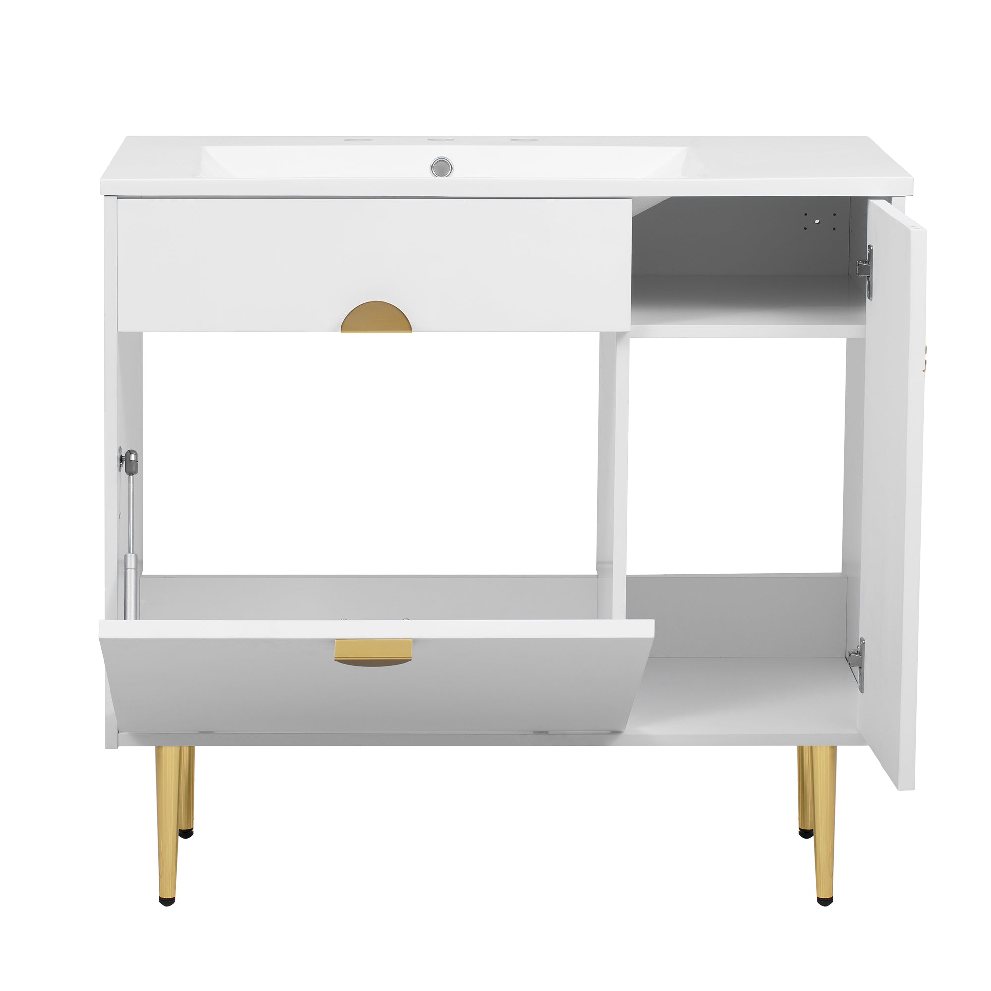 Alt View 9. Boyel Living - 36 Inch Bathroom Vanity with Resin Sink and Storage Cabinet White - White.