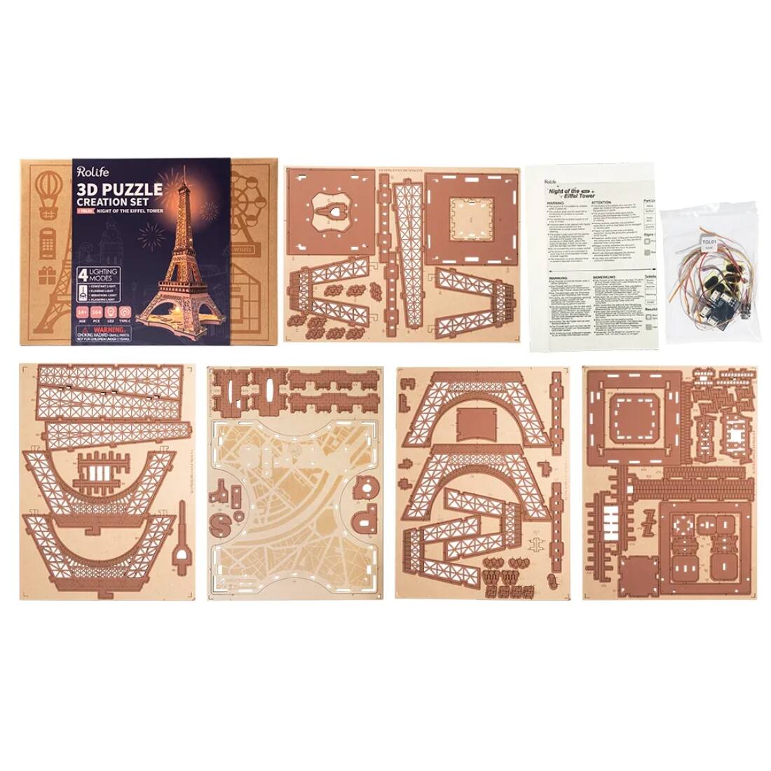 Back. 3D Puzzle - DIY 3D Puzzle Night of Eiffel Tower 164pcs.