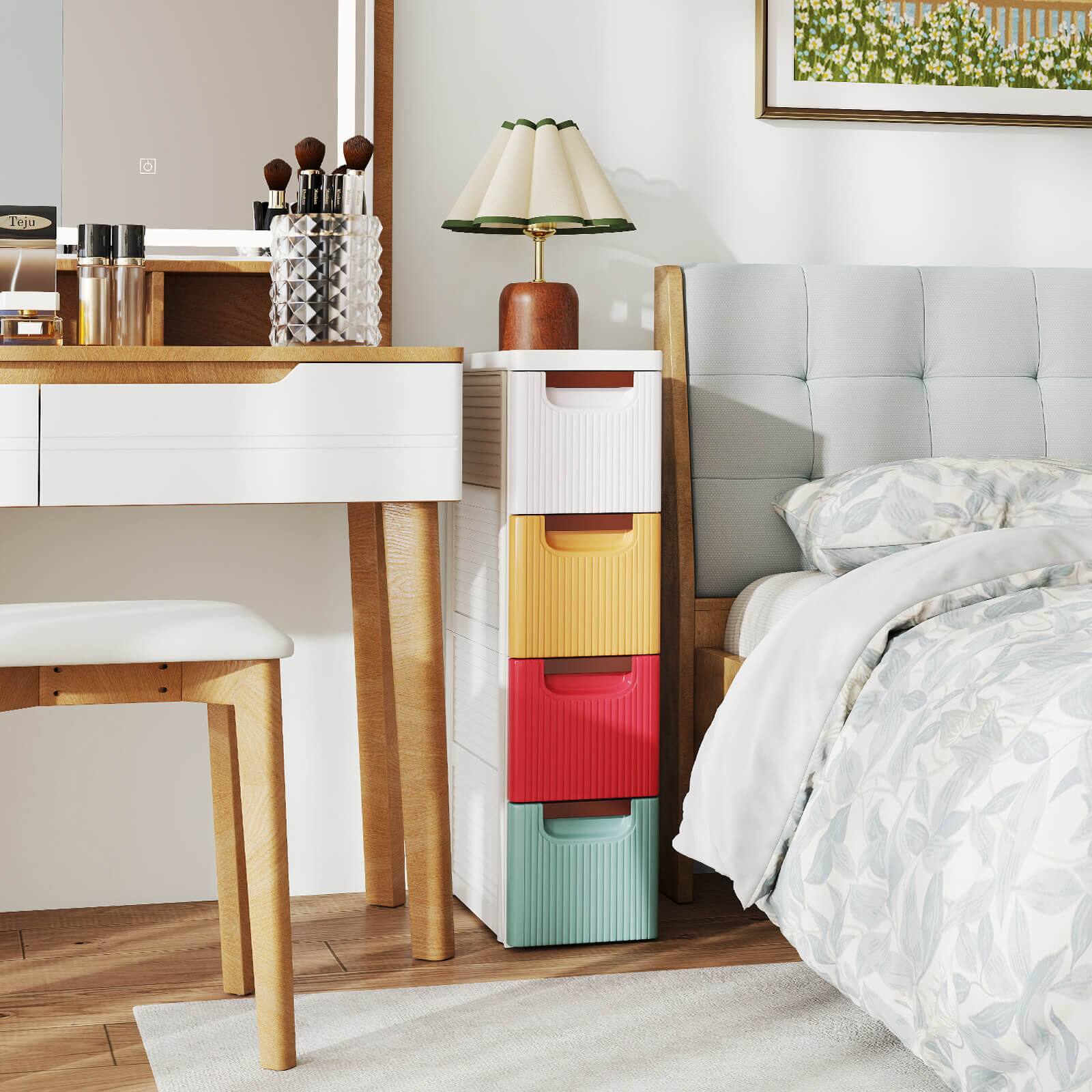 Alt View 1. Costway - Costway 4-Drawer Narrow Rolling Storage Cabinet with Pull Handles Built-in Wheels - Multicolor.