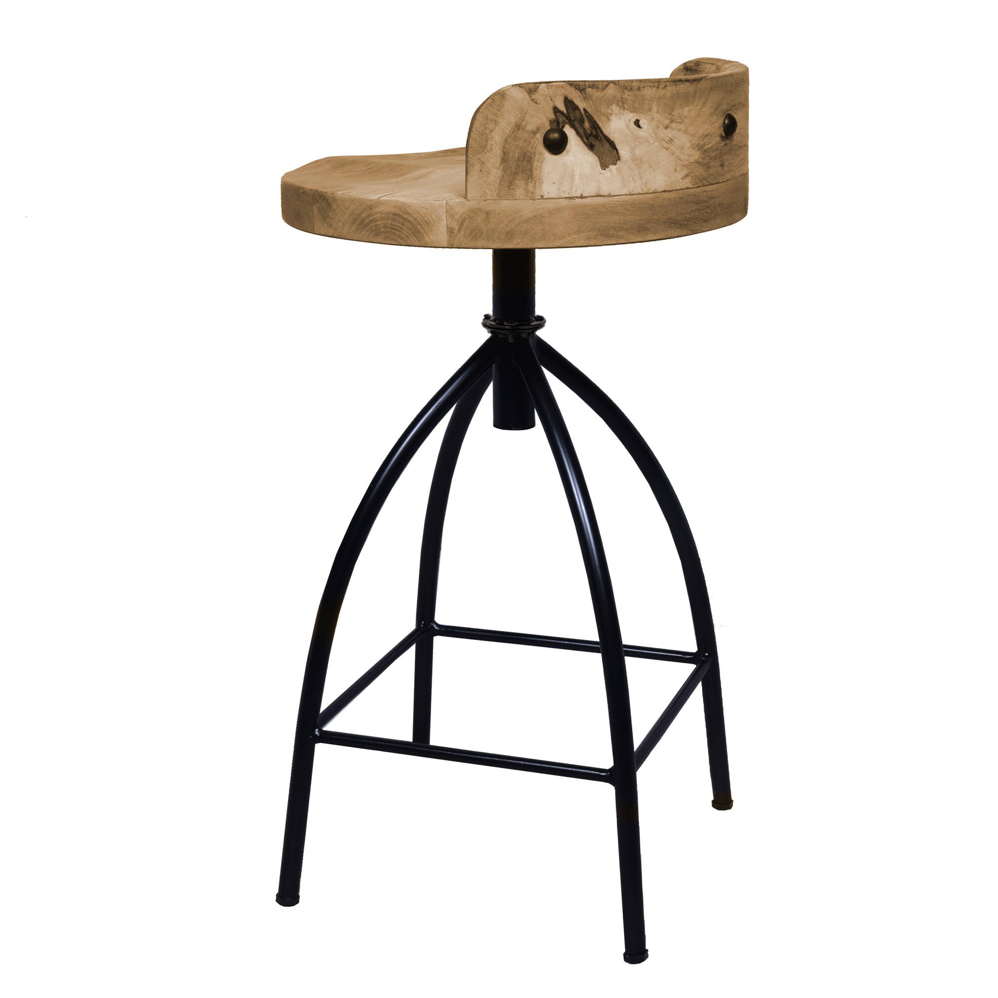 Alt View 2. Manhattan Lane - Pia 25-31 Inch Industrial Style Counter Height Stool with Adjustable Swivel Seat - Brown and Black.