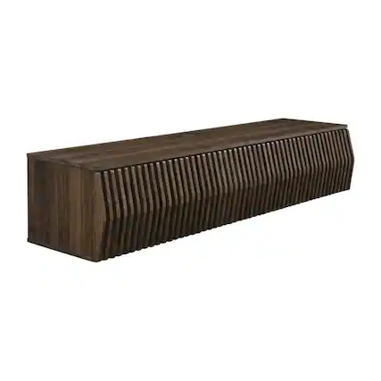Front. FurniFact - Brown Wall Mount TV Stand with Engineered Wood Finish - Brown.