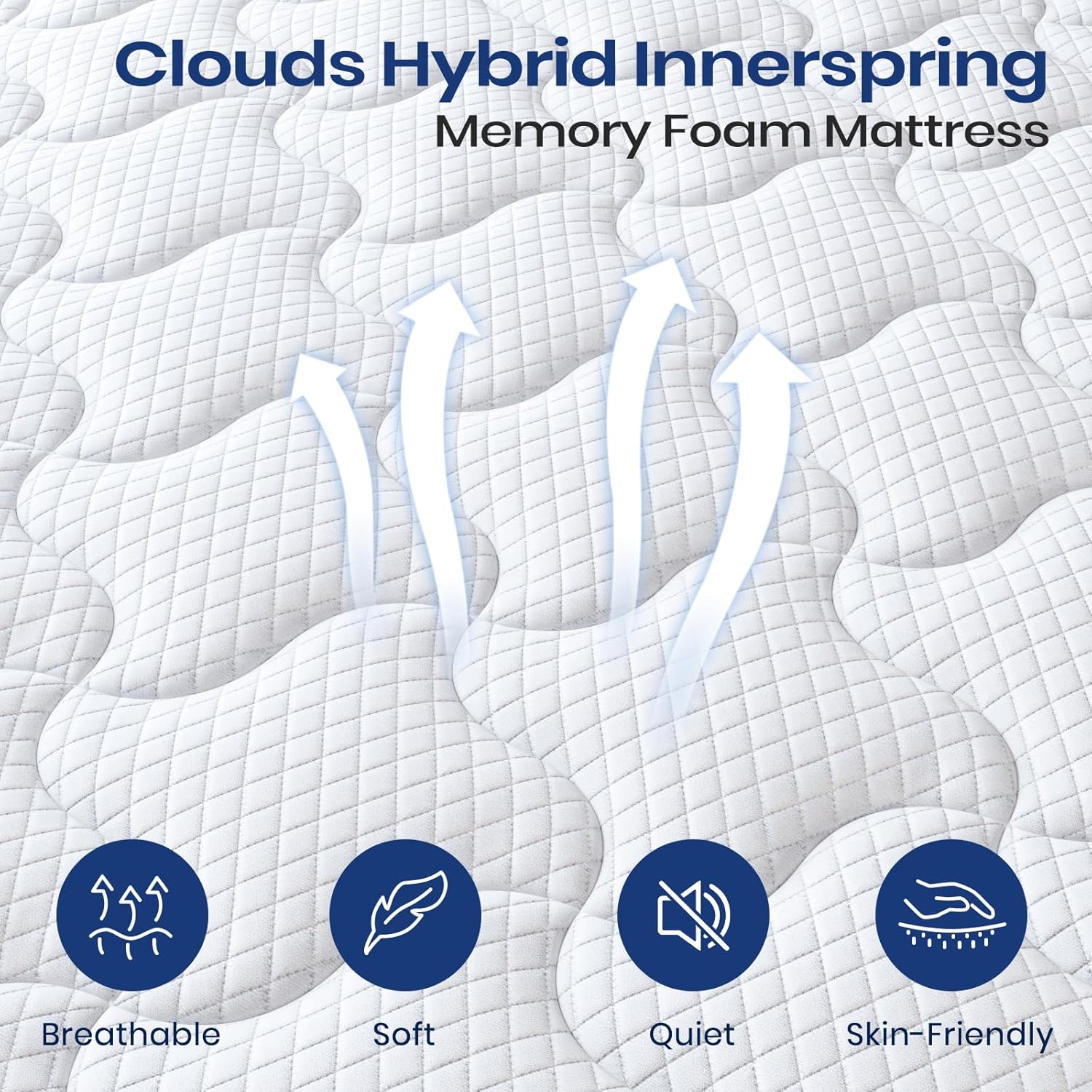 Clouds Hybrid Innerspring Memory Foam Mattress

- Breathable
- Soft
- Quiet
- Skin-Friendly