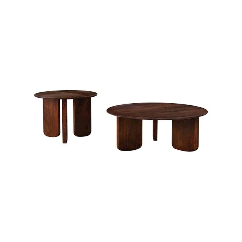 Front. Coaster Co. of America - Dale 2-piece Solid Wood Coffee and End Table Set Brown - Brown.