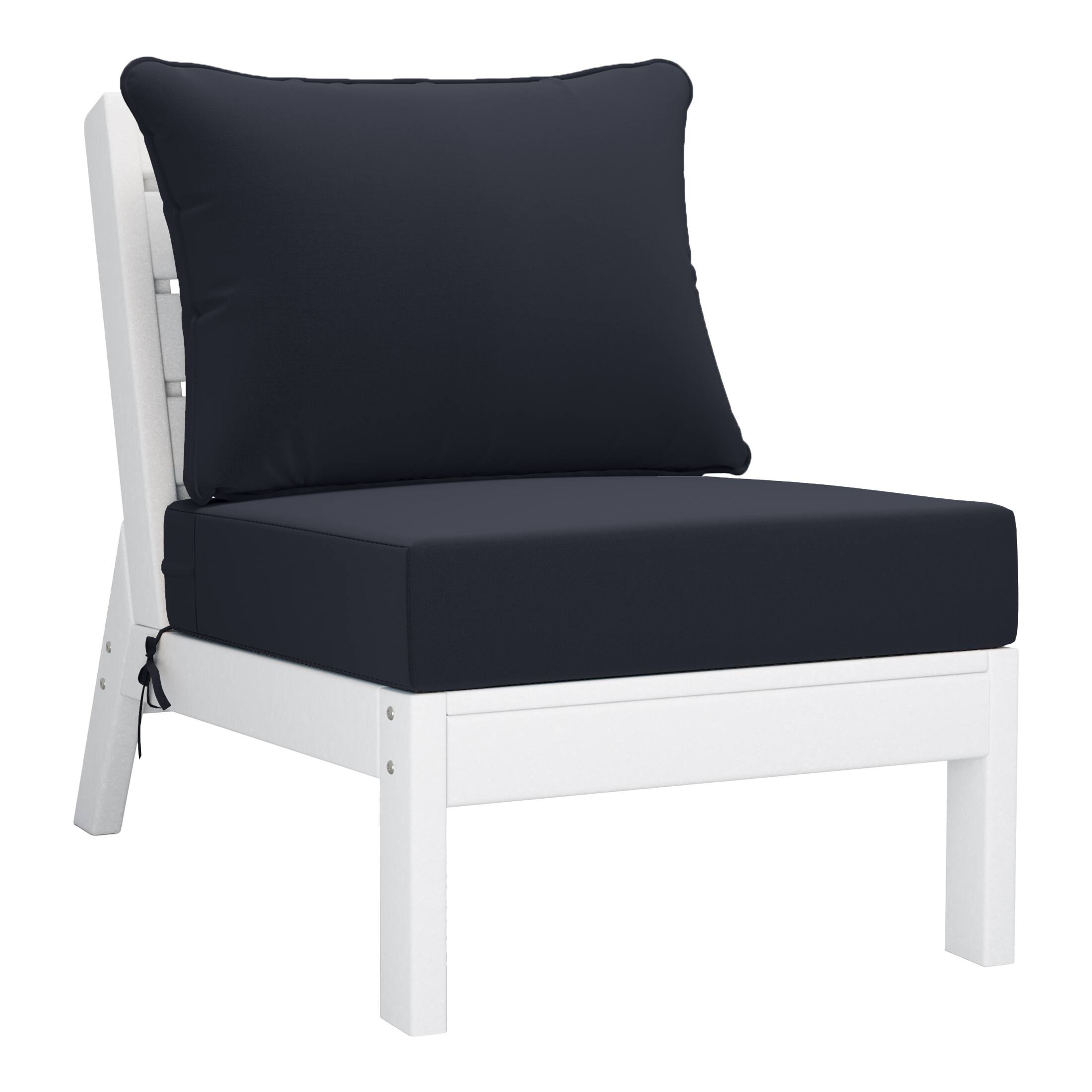 Alt View 3. WestinTrends - WestinTrends Avalon Outdoor 6-Piece Modular Sectional Patio Furniture Sofa Set - White/Navy Blue.
