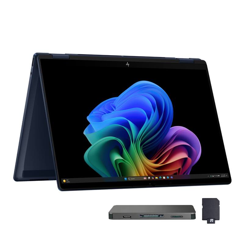 HP - OmniBook X Flip 14" Touch 2-in-1 Laptop,Ultra 7 256V,16GB RAM,2TB SSD+1TB Dock Set,Backlit keyboard,Win 11 Pro - Blue