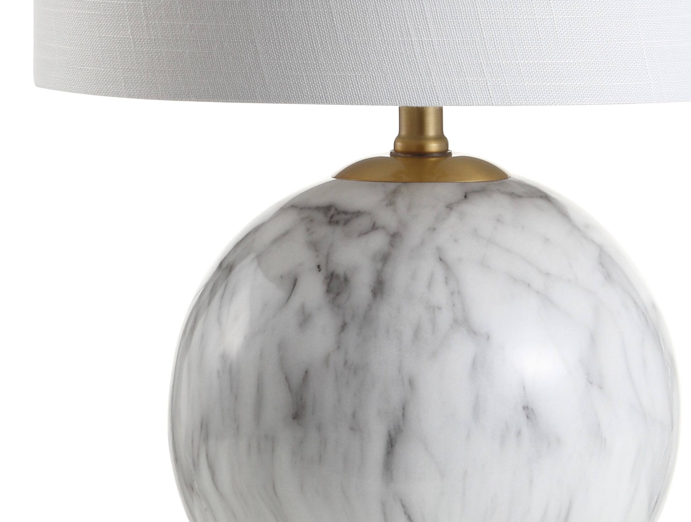 Alt View 4. Jonathan Y - Luna 21.5" Faux Marble Resin LED Table Lamp, White/Brass Gold - Faux Marble.