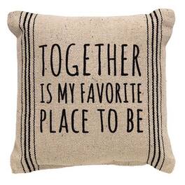 BreeBe - Together Is My Favorite Striped Natural Pillow - Ivory, Black