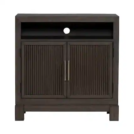 Front. Liberty Furniture Industries - Modern Edge Bedroom Bedside Chest w/ Charging Station USB-A USB-C - Caffe - Caffe Brown.