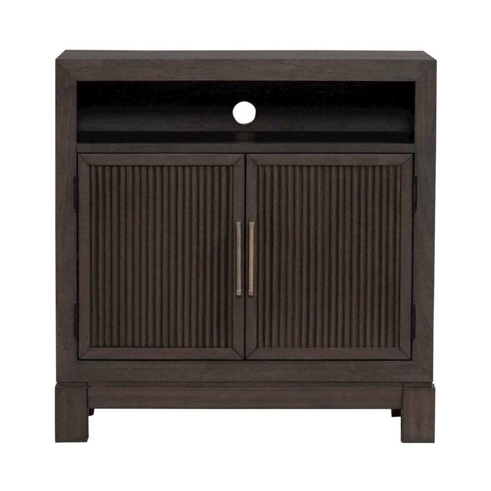 Front. Liberty Furniture Industries - Modern Edge Bedroom Bedside Chest w/ Charging Station USB-A USB-C - Caffe - Caffe Brown.