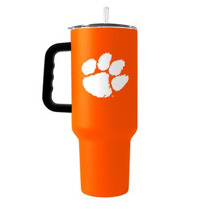Front. Logo Brands - Clemson Tigers 40oz. Travel Tumbler with Handle - Multicolor.