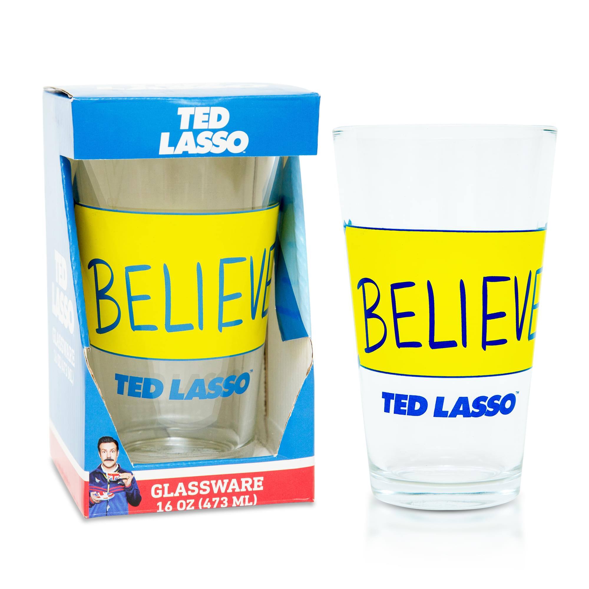 TED LASSO  
BELIEVE  
TED LASSO  
GLASSWARE  
16 oz (473 ML)