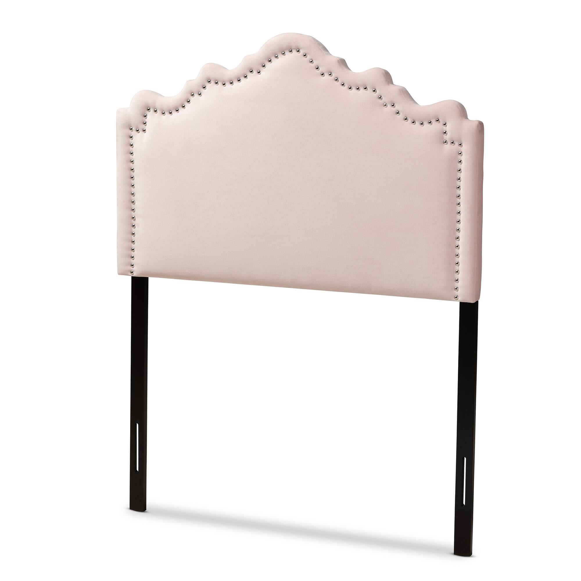 Front. Baxton Studio - Nadeen Modern and Contemporary Velvet Fabric Upholstered Twin Size Headboard - Light Pink.