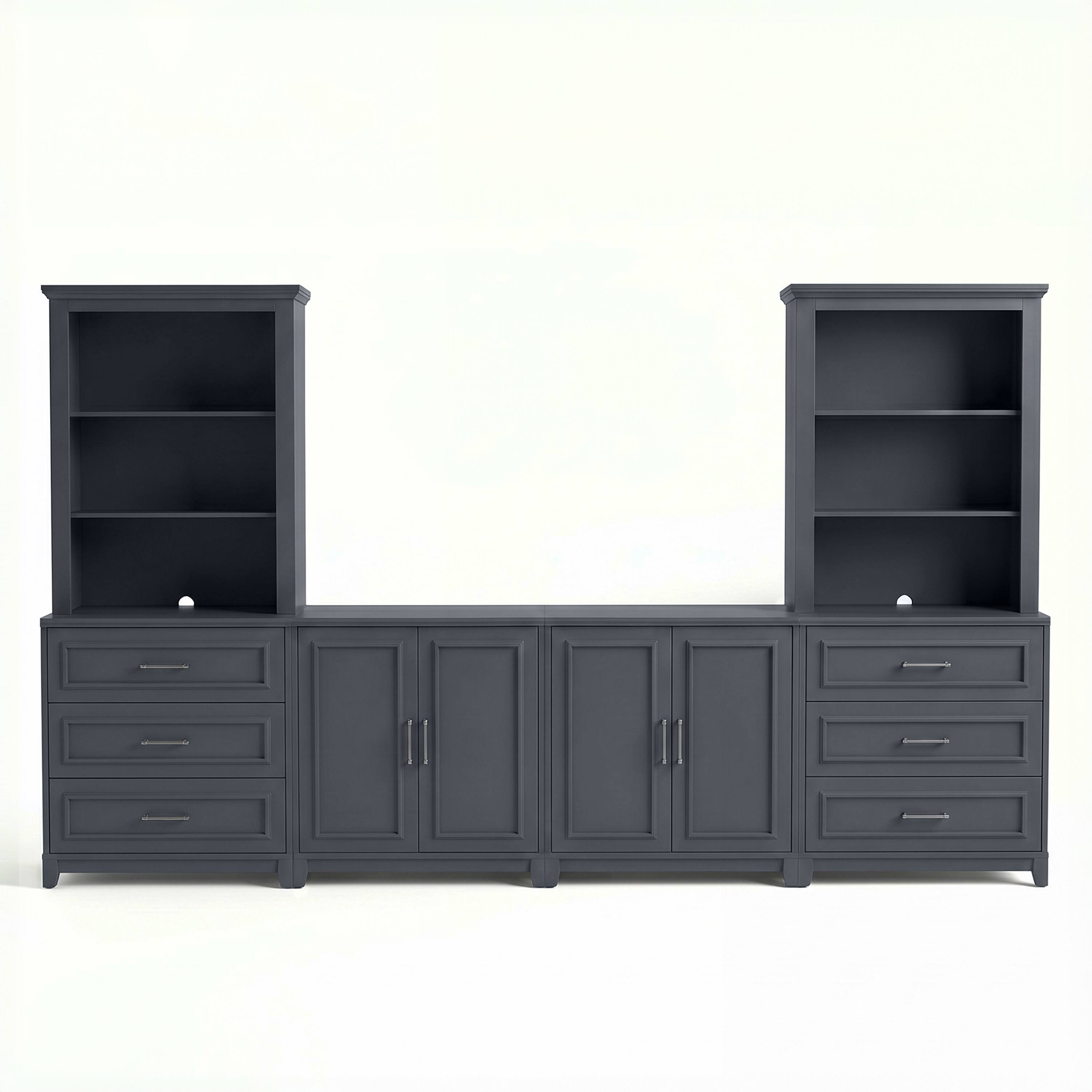 Alt View 1. Martha Stewart - Modular 6-Piece Base Cabinet and Hutch Set with Premium Hardware - Slate Blue Frame/Gunmetal Hardware.