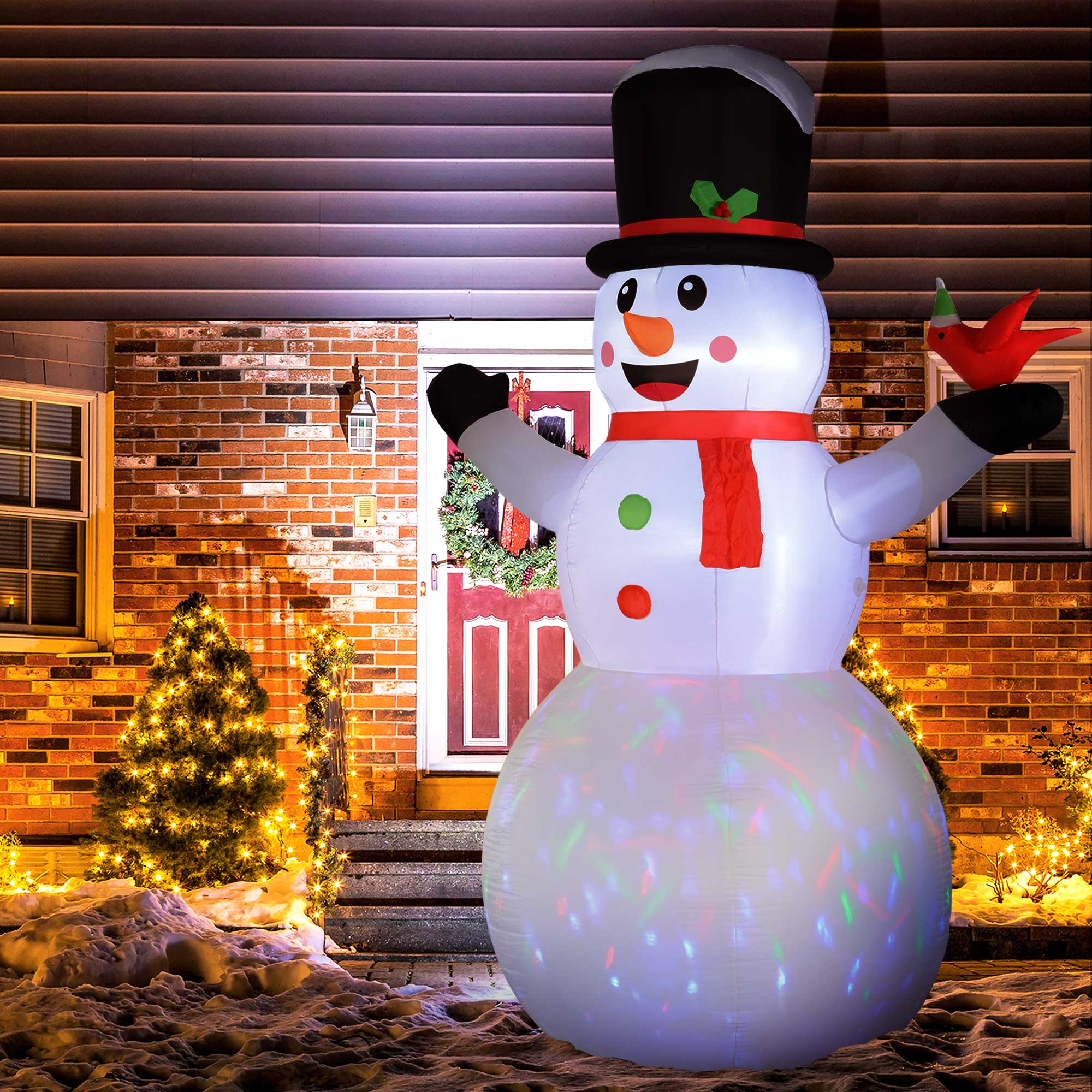 Alt View 7. Outsunny - 12FT Christmas Inflatable Snowman, Giant, Rotating Colorful LED, Indoor/Outdoor - White.