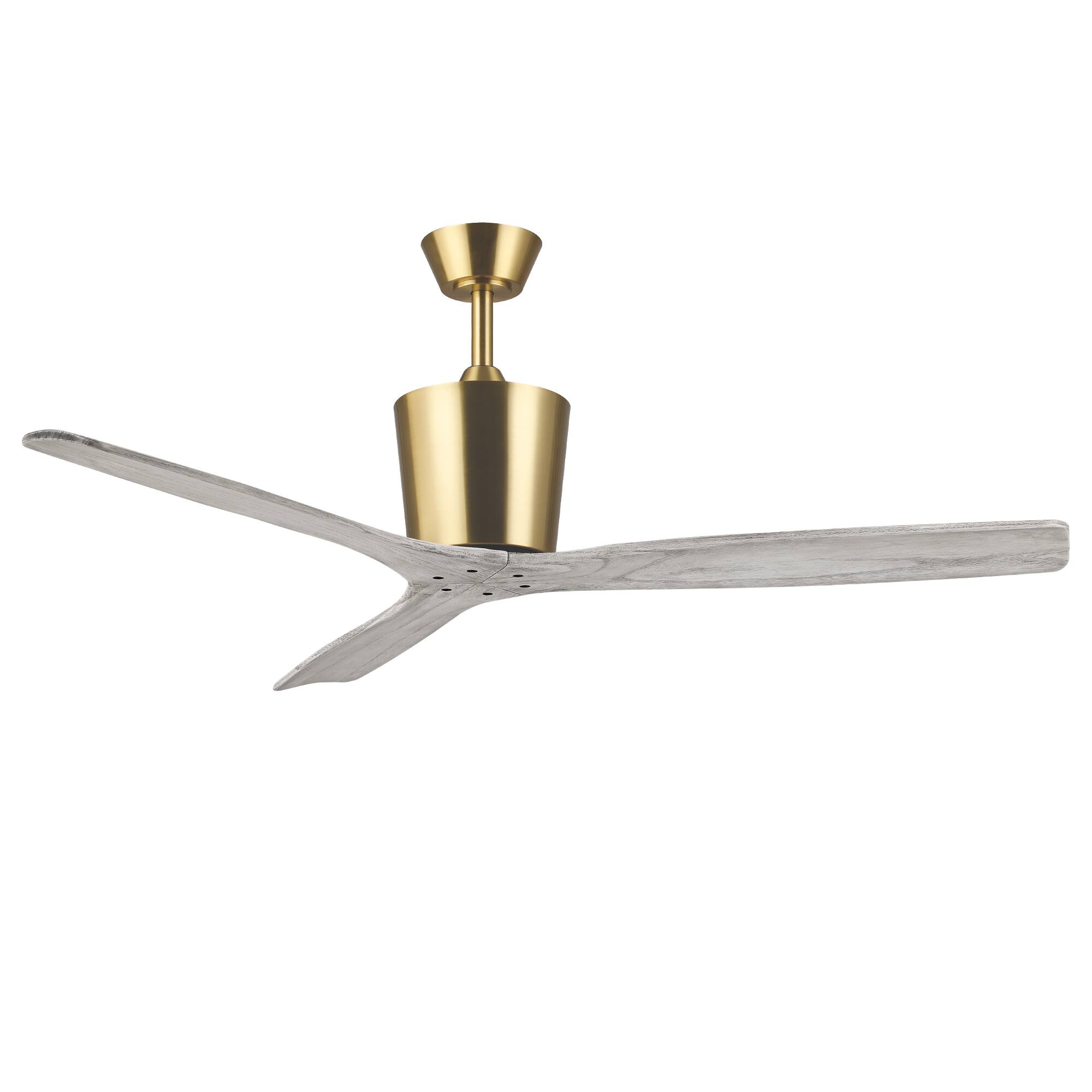 Alt View 8. Parrot Uncle - 54" Modern Solid Wood Blades Ceiling Fan with 6 Speed Remote, No Light - Gold.