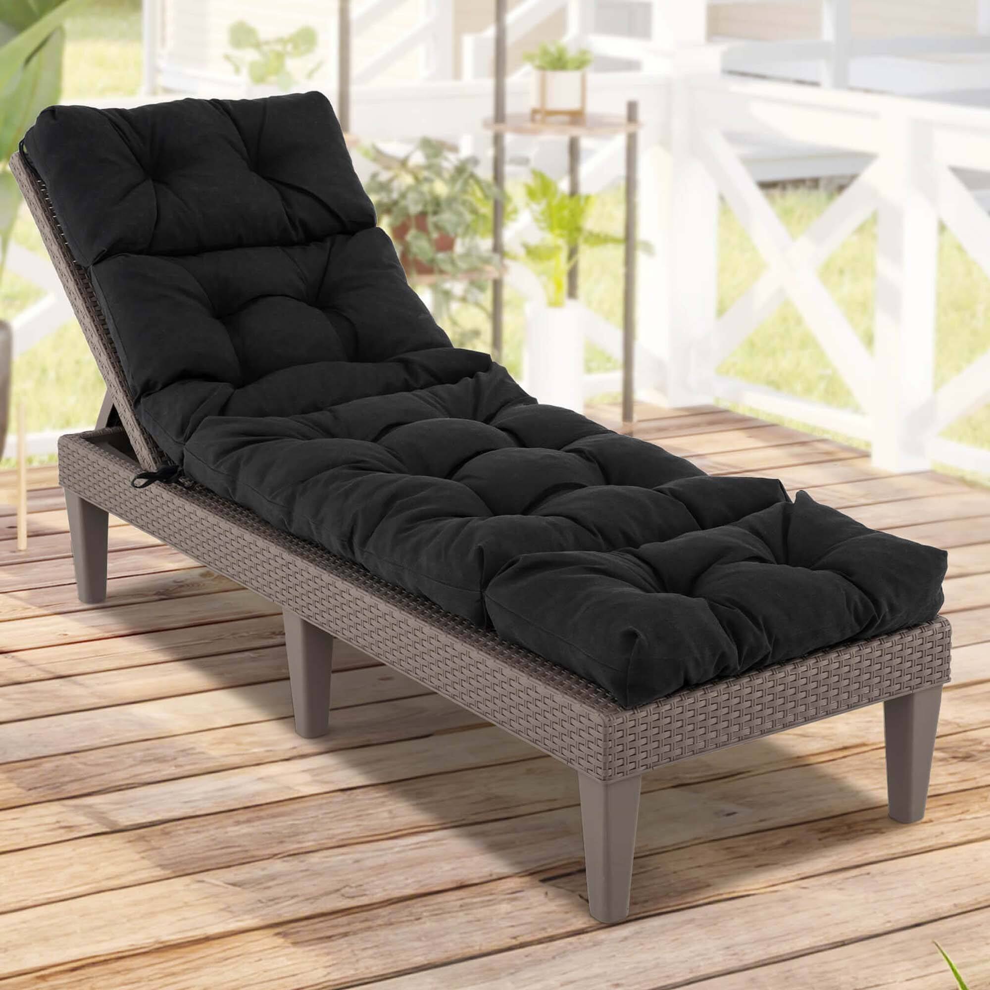 Alt View 1. Costway - Costway 73" Lounge Chaise Cushion Padded Recliner Cushion Indoor Outdoor - Black.