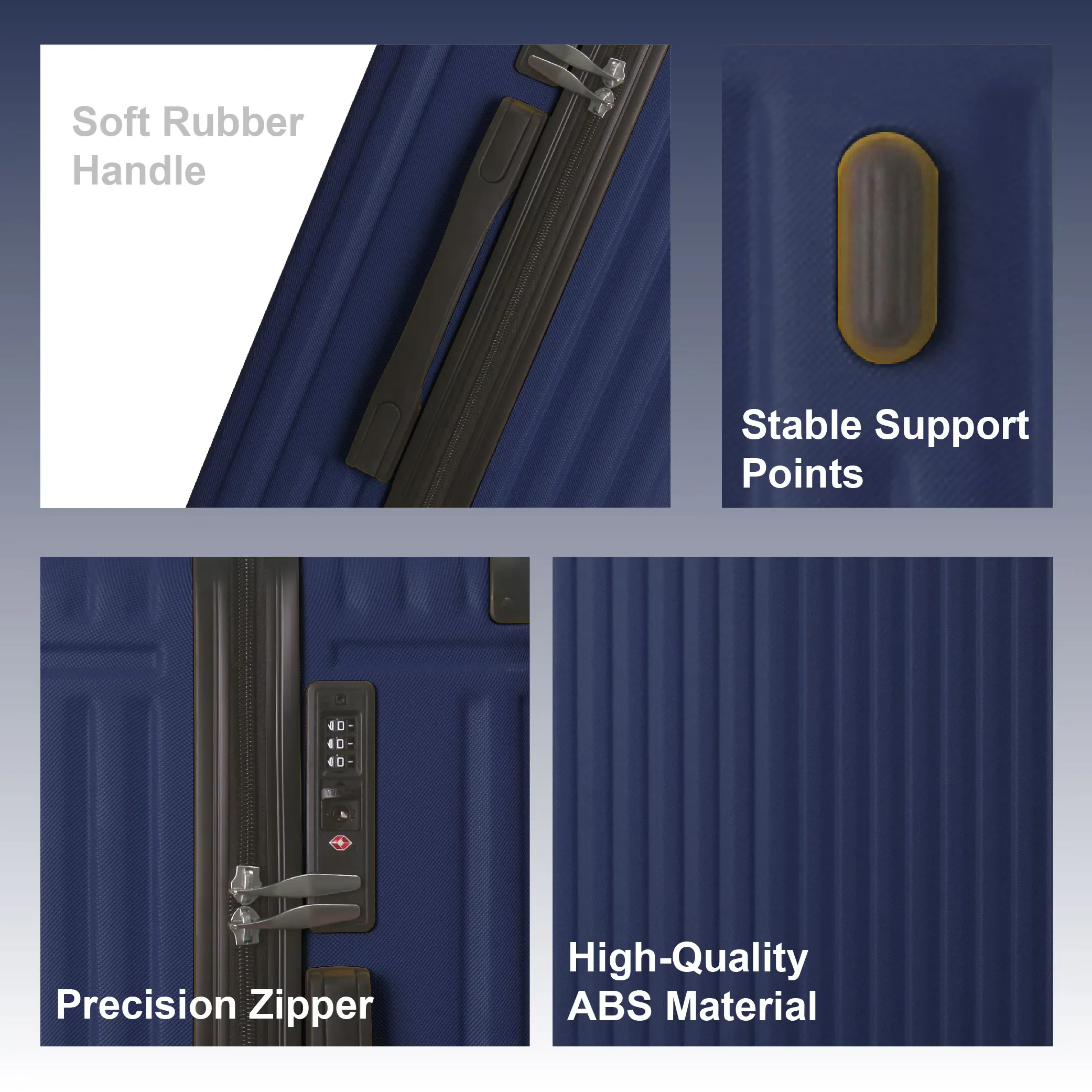 - Soft Rubber Handle
- Stable Support Points
- Precision Zipper
- High-Quality ABS Material