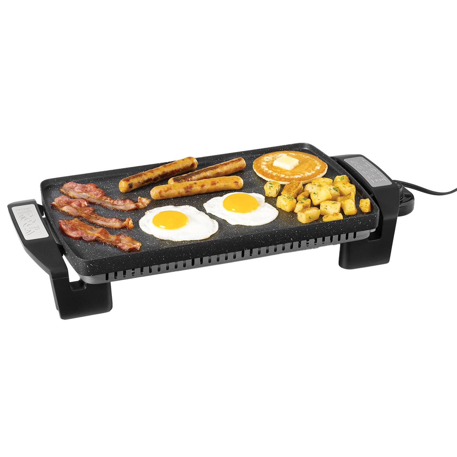 Alt View 4. THE ROCK by Starfrit - The Rock By Starfrit 024427-002-0000 16.5 In. X 9.75 In. Electric Reversible Grill/griddle - black.