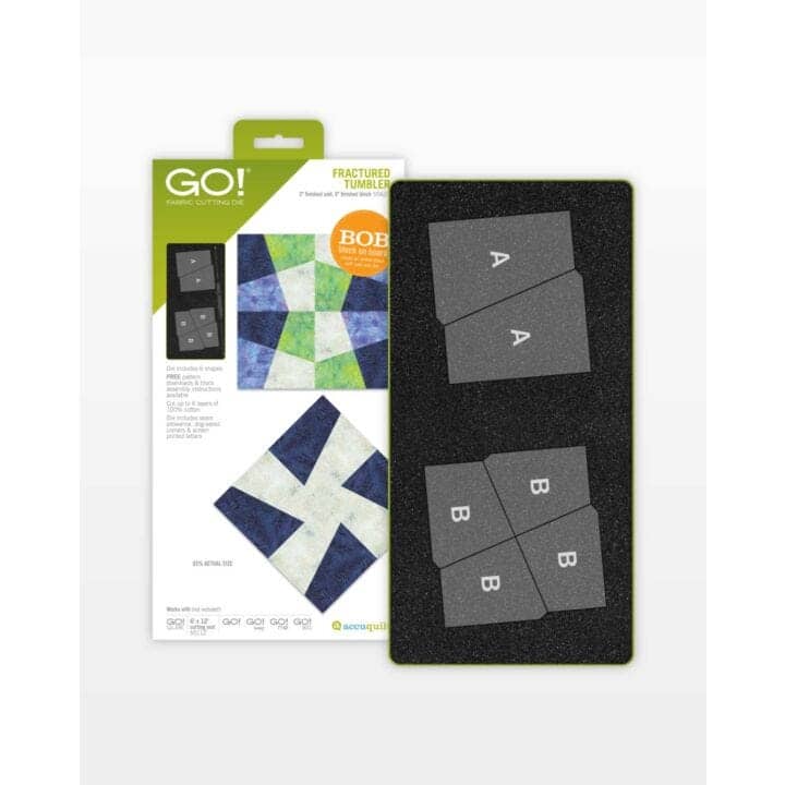 AccuQuilt - GO! Fractured Tumbler Die – 3" Finished Quilt Die with 6" x 12" Cutting Mat - Multicolor