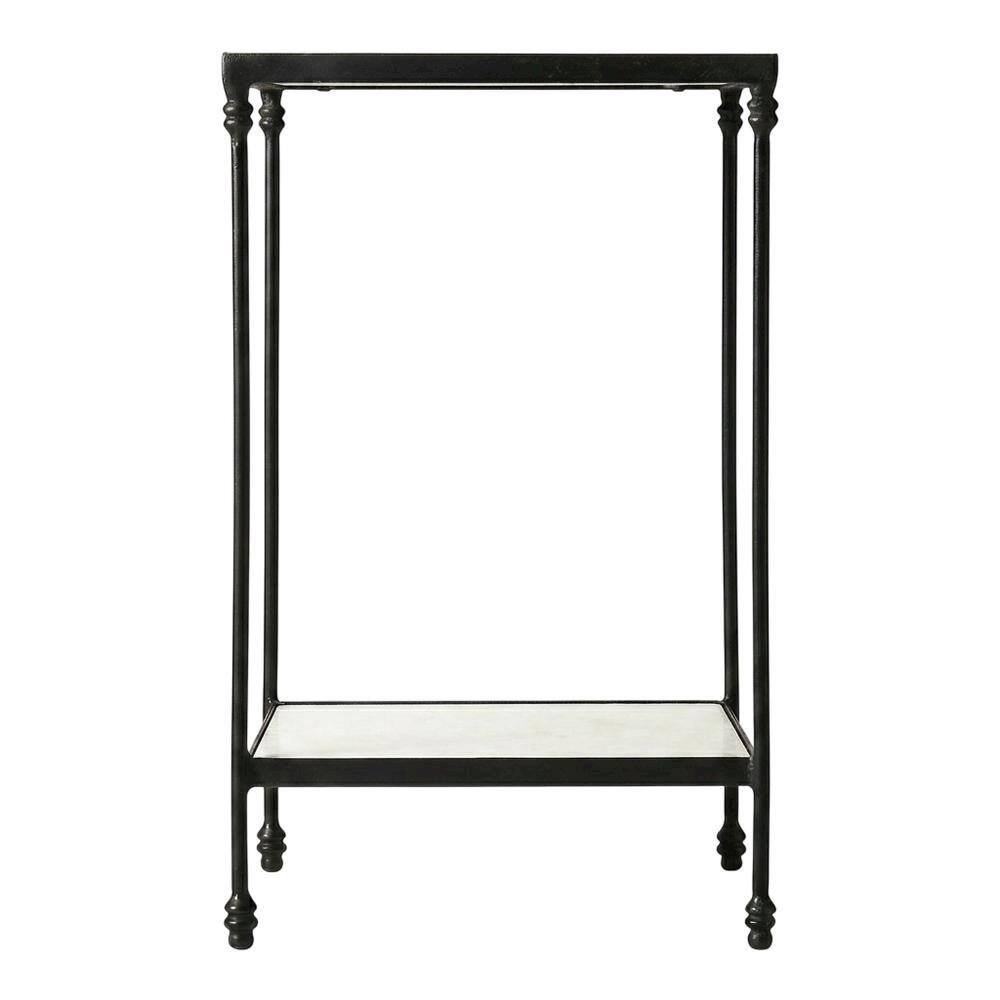 Left. Starlight Canyon Home - Square Marble Top Side Table with Shelf - Multi-Color.