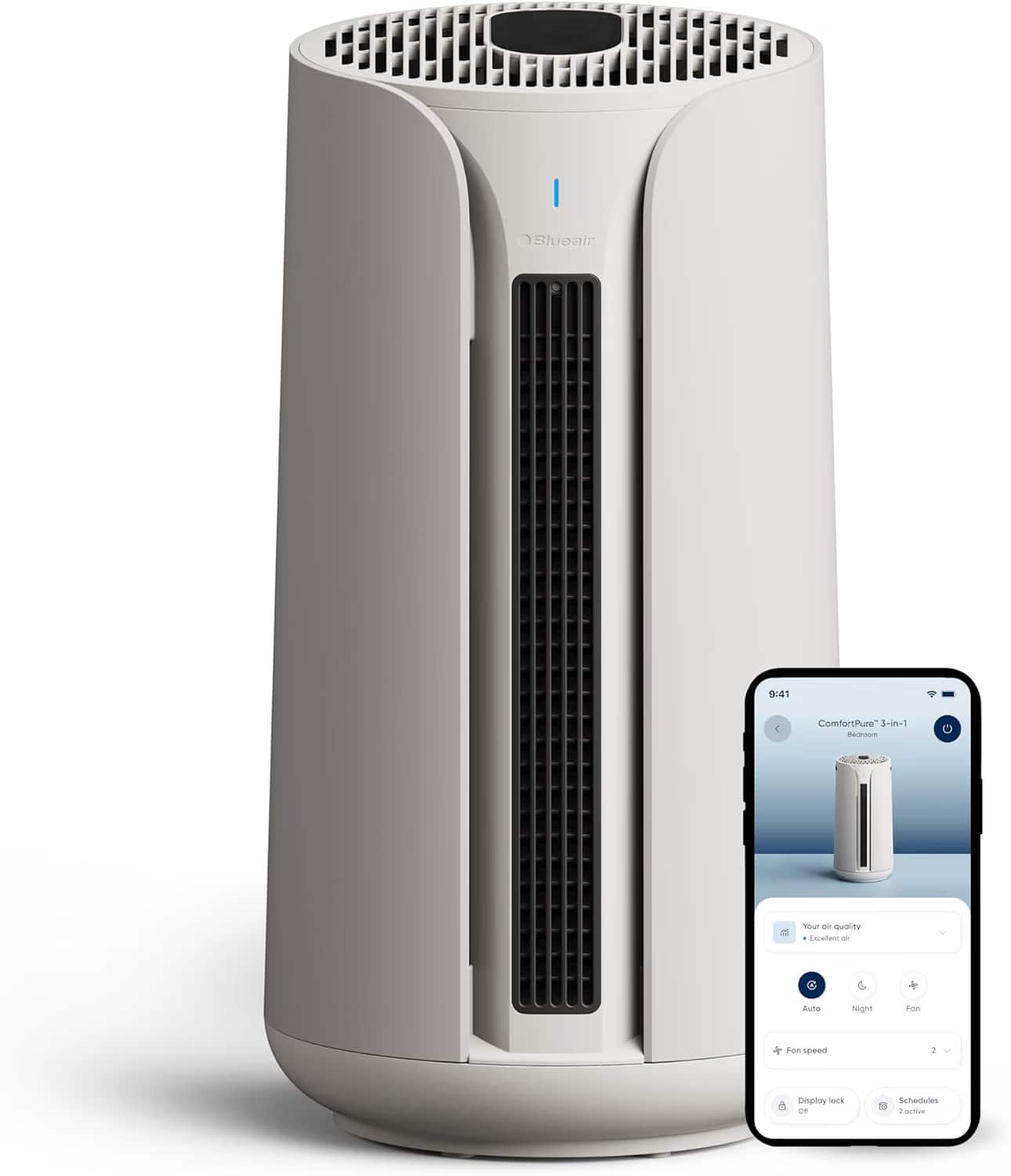Blueair - ComfortPure 3-in-1 HEPASilent T20i Air Purifier Large: Heat + Cool + Purify - Gray