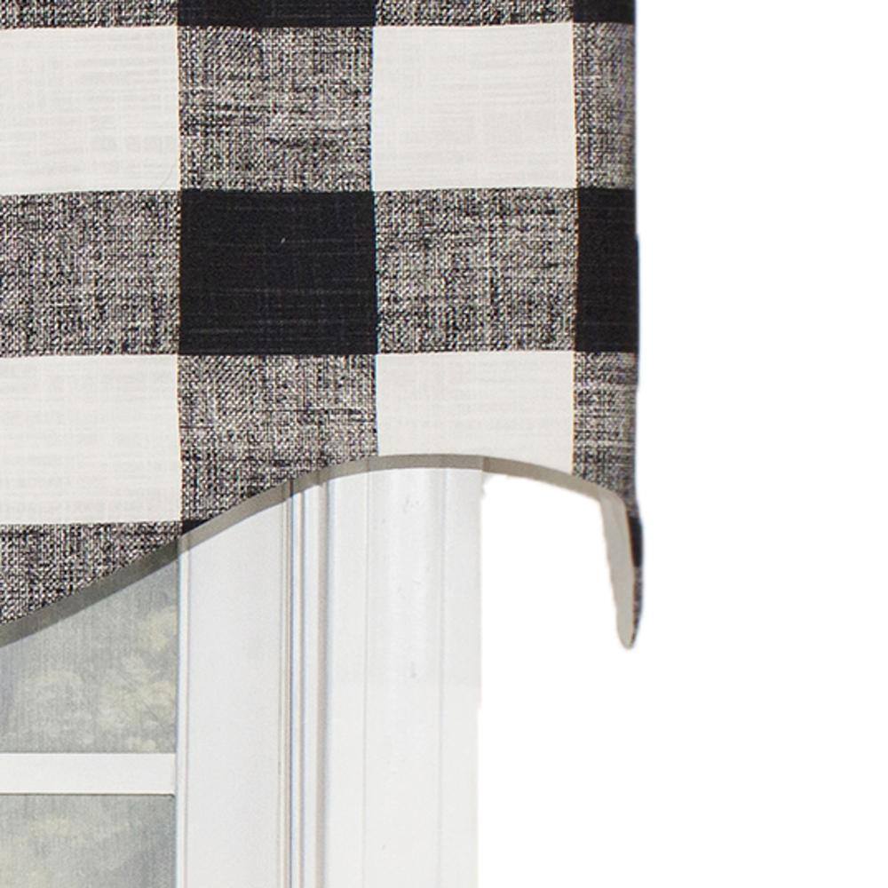 Angle. RLF Home - RLF Home Grande Check Regal Style 3" Rod Pocket Valance 50" x 17" Black - Black.