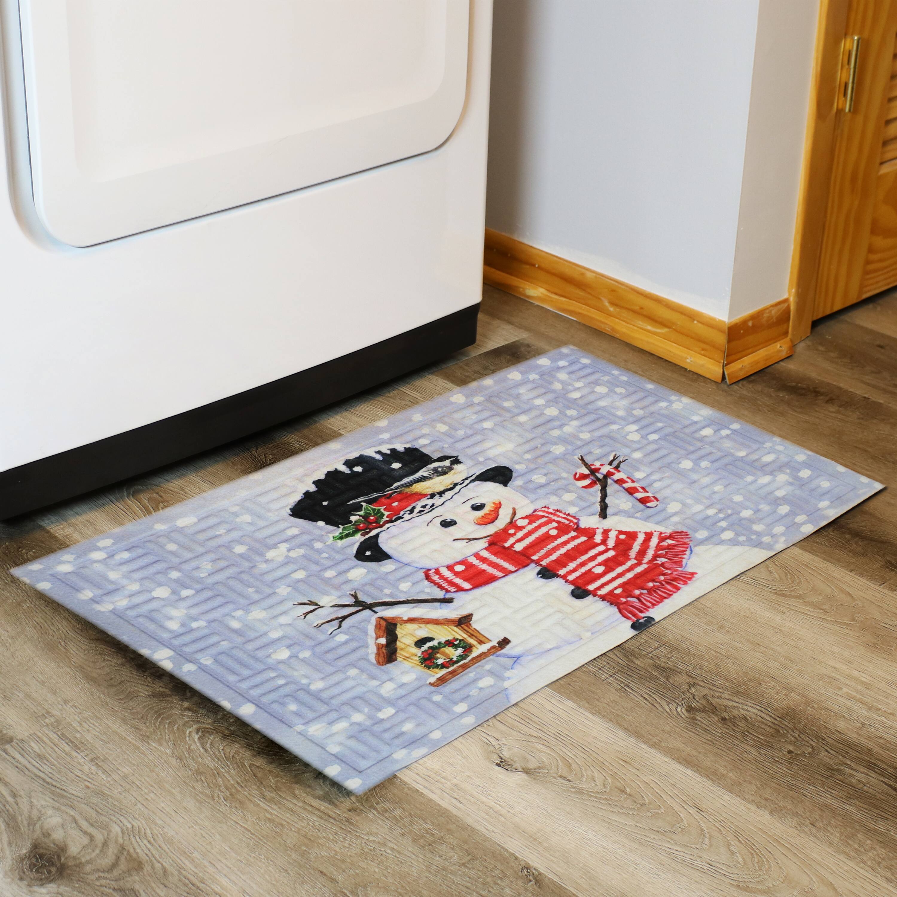 Alt View 3. Sunnydaze - Indoor Holiday Entrance Doormat - 17.5 in x 29 in - Snowman White.