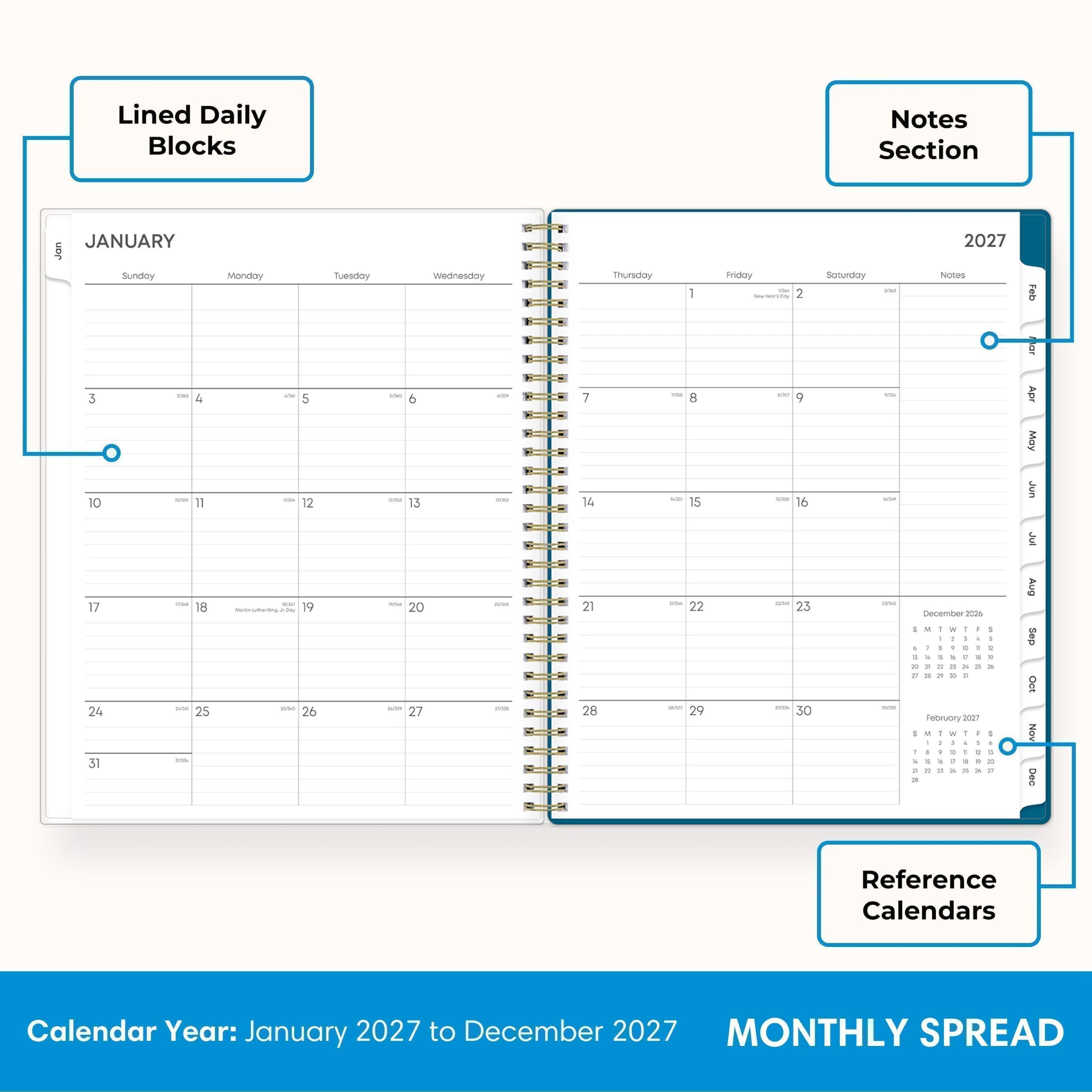 Lined Daily Blocks

Notes Section

JANUARY
Jan
Sunday
Monday
Tuesday
Wednesday
Thursday
1
Friday
2
Saturday
3 10 17 24 31
4 11 18 25
5 12 19 26
6 13 20 27
7 14 21 28
8 15 22 29
9 16 23
10 17 24
11 18 25
12 19 26
13 20 27
14 21 28
15 22 29
16 23
17 24
18 25
19 26
20 27
21 28
22 29
23
24
25
26
27
28
29
30
31

February 2027
1 8 15 22 29
2 9