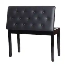Homcom - Bench, Duet Piano Chair with Faux Leather Padded Cushion and Wooden Frame - Black