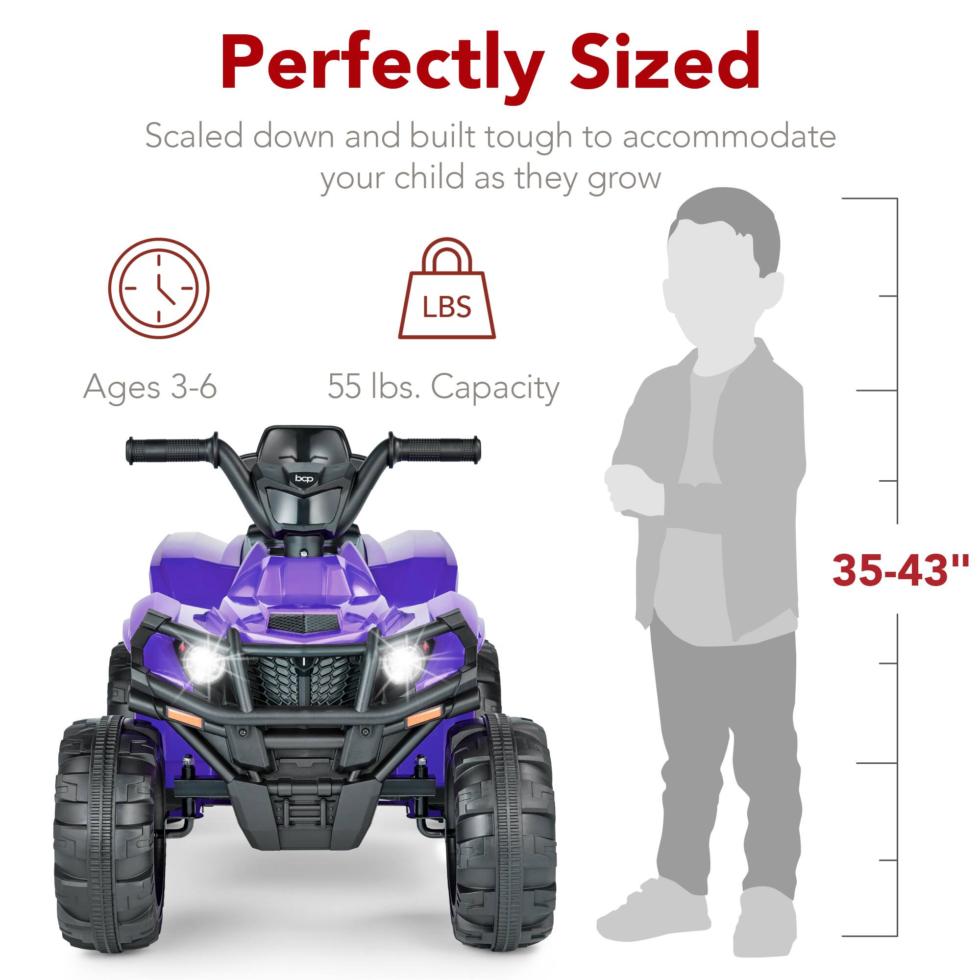 Perfectly Sized  
Scaled down and built tough to accommodate your child as they grow  
Ages 3-6  
55 lbs. Capacity  
35-43"