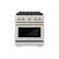 Front. ZLINE - ZLINE Autograph 30 in. 4.2 cu. ft. Freestanding Paramount Gas DuoPro Range in Satin Steel and Polished Gold Accents - Stainless Steel.
