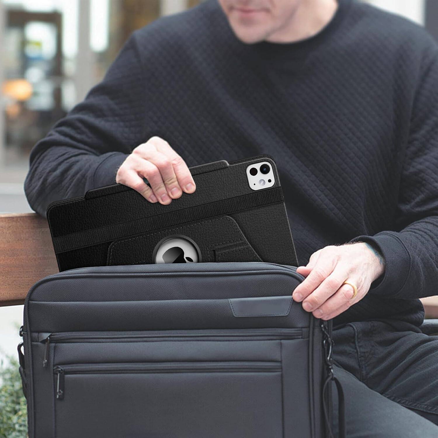 Alt View 5. Fintie - 360 Degree Rotating Case for iPad Pro 13-inch (M5) 2025 / (M4) 2024, Landscape & Portrait Viewing, Shockproof Cover - Black.