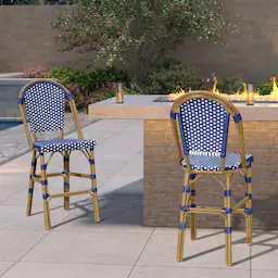 Bamboo Pattern/Royal Blue-Counter Stool